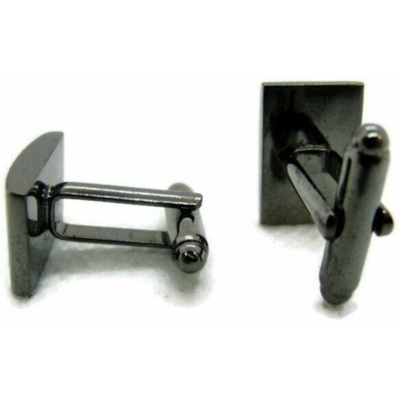 Textured Geometrical Cuff Link Rectangle Silver Tone Bronze Bullet Men Cufflinks - Picture 6 of 8